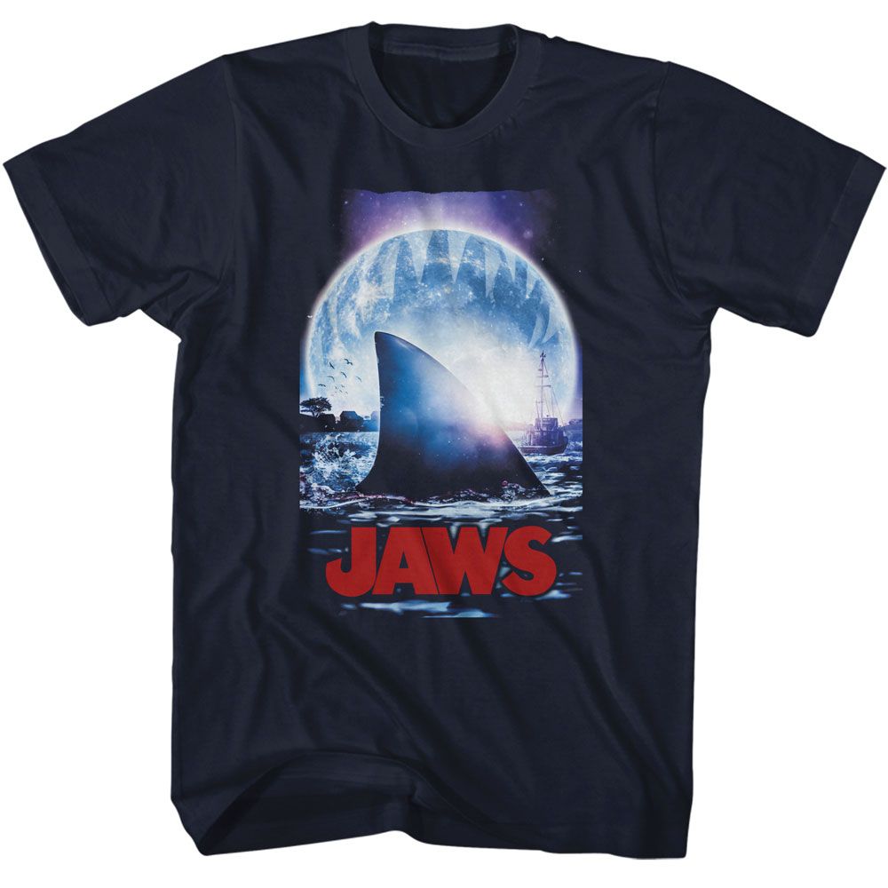 Jaws - Moonlight Shark Fin - Licensed Adult Short Sleeve T-Shirt