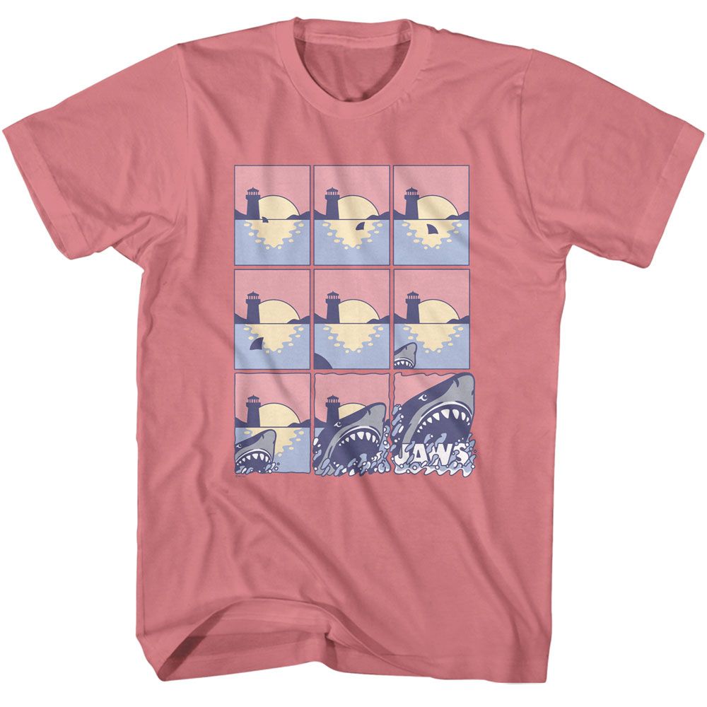 Jaws - Pastel Comic Strip - Licensed Adult Short Sleeve T-Shirt
