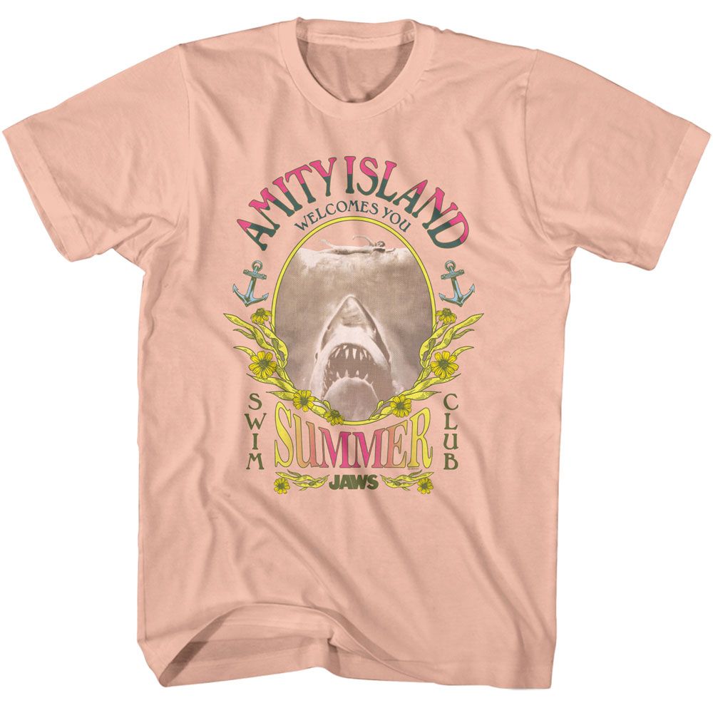 Jaws - Summer Swim Club - Licensed Adult Short Sleeve T-Shirt