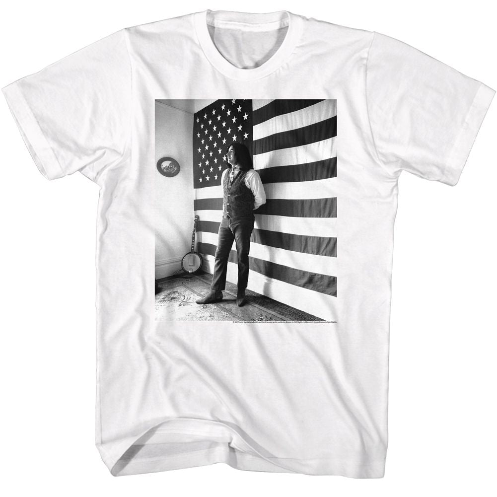 Jerry Garcia - Flag Black & White - Short Sleeve - Adult - T-Shirt