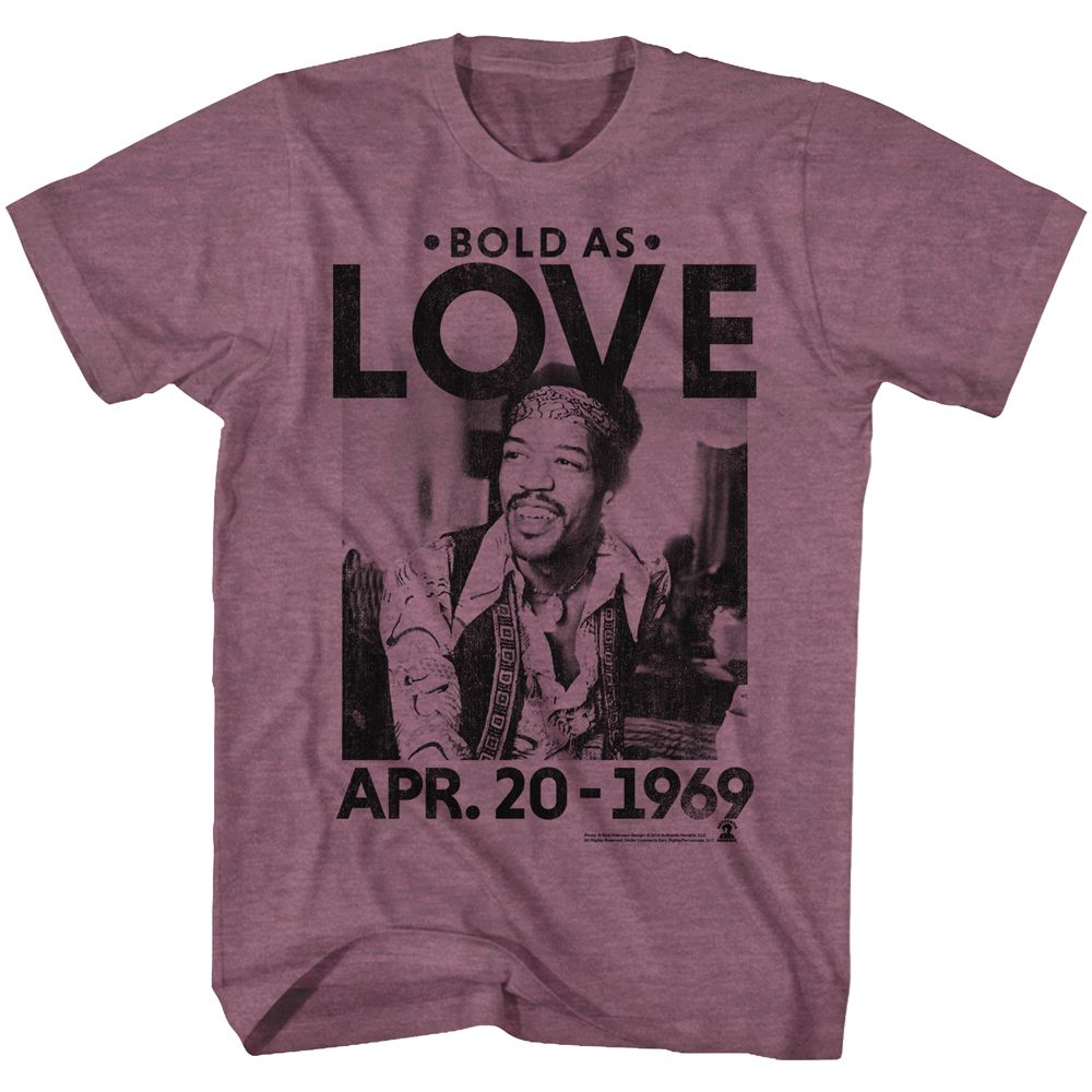 Jimi Hendrix - Bold As Love - Short Sleeve - Heather - Adult - T-Shirt