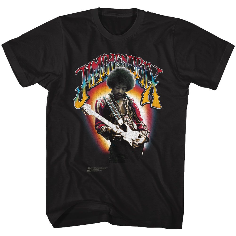 Jimi Hendrix - Playing Guitar - Short Sleeve - Adult - T-Shirt