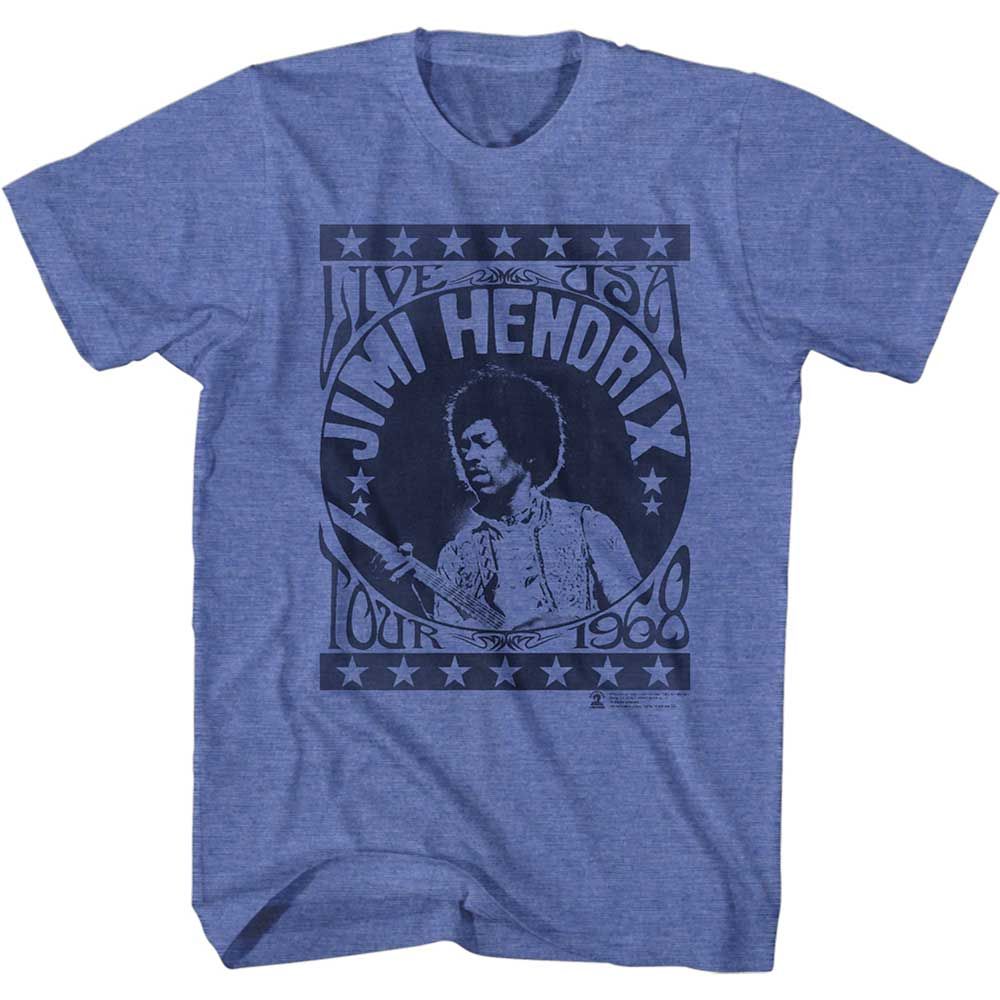 Jimi Hendrix - Live Usa Tour 68 - Short Sleeve - Heather - Adult - T-Shirt