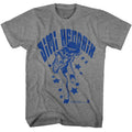 Jimi Hendrix - Name And Stars - Gray Short Sleeve Heather Adult T-Shirt