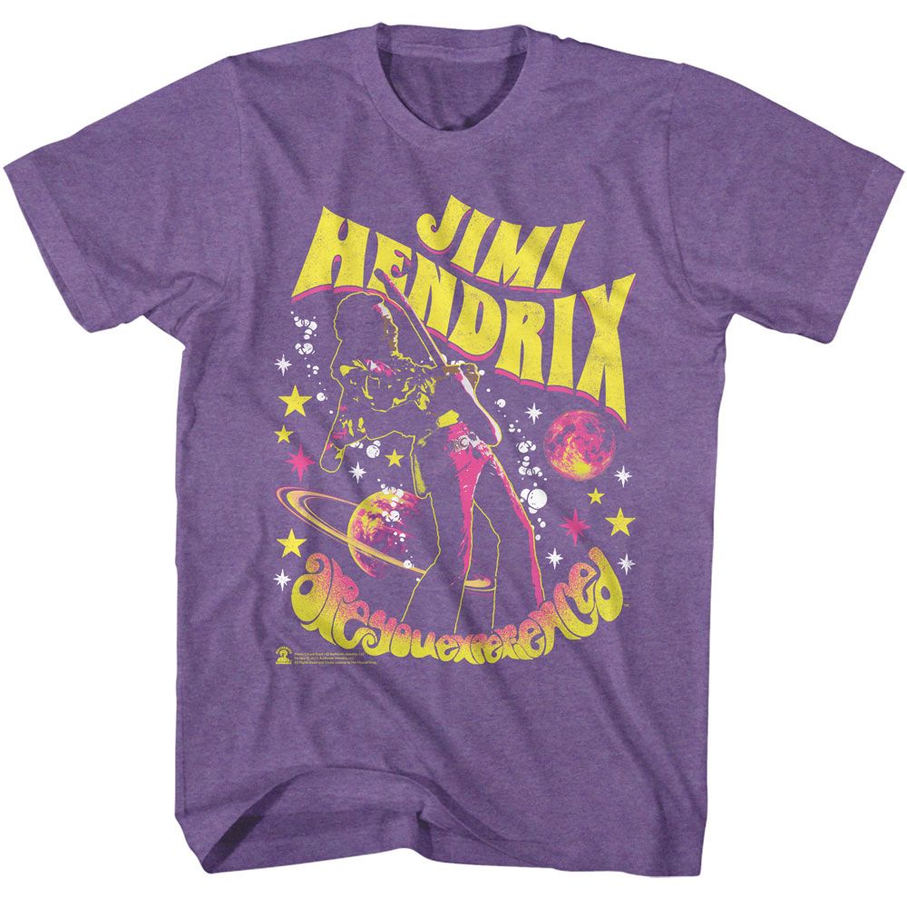 Jimi Hendrix - Space Concert - Purple Short Sleeve Heather Adult T-Shirt