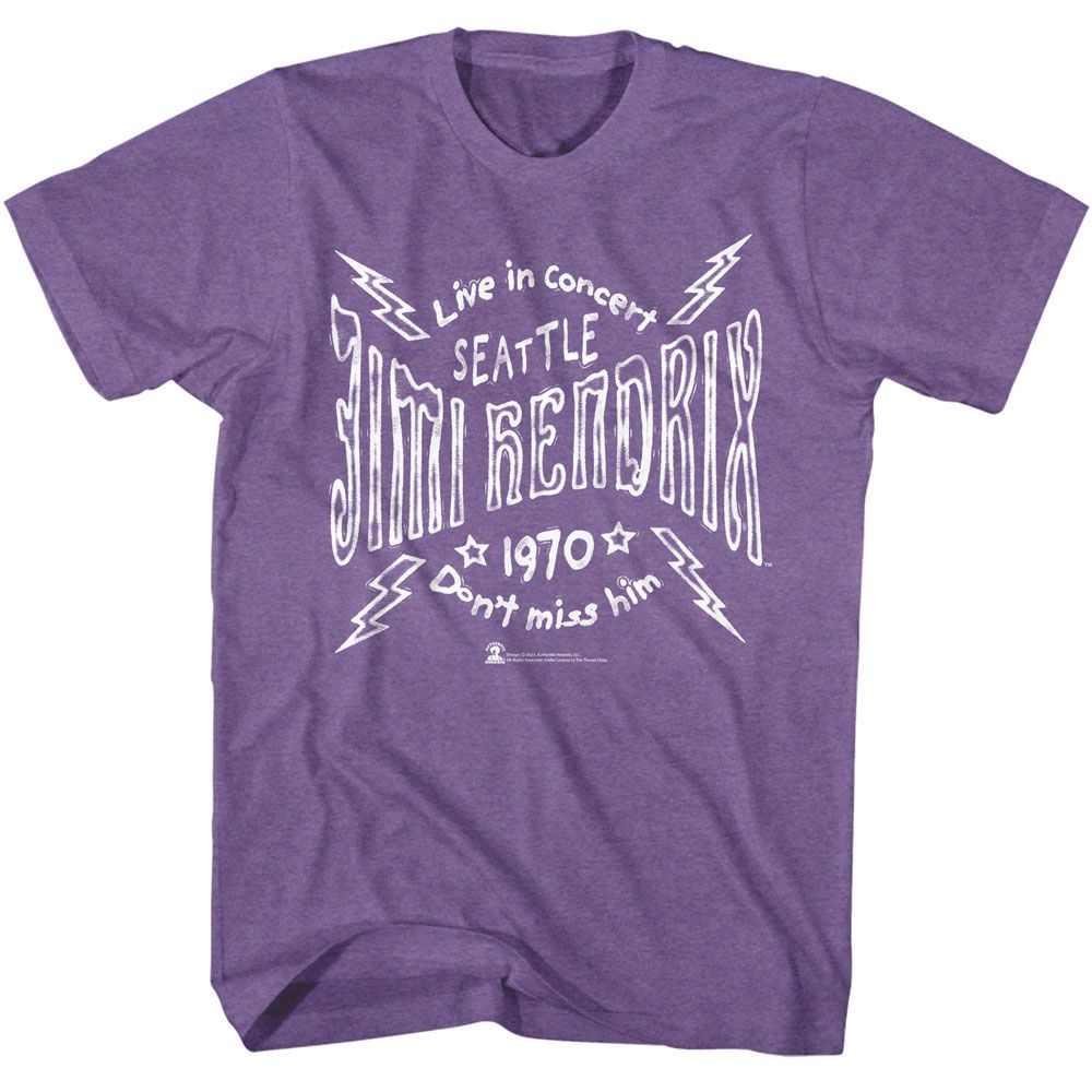 Jimi Hendrix - Seattle 70 Lightning - Licensed - Adult Short Sleeve T-Shirt