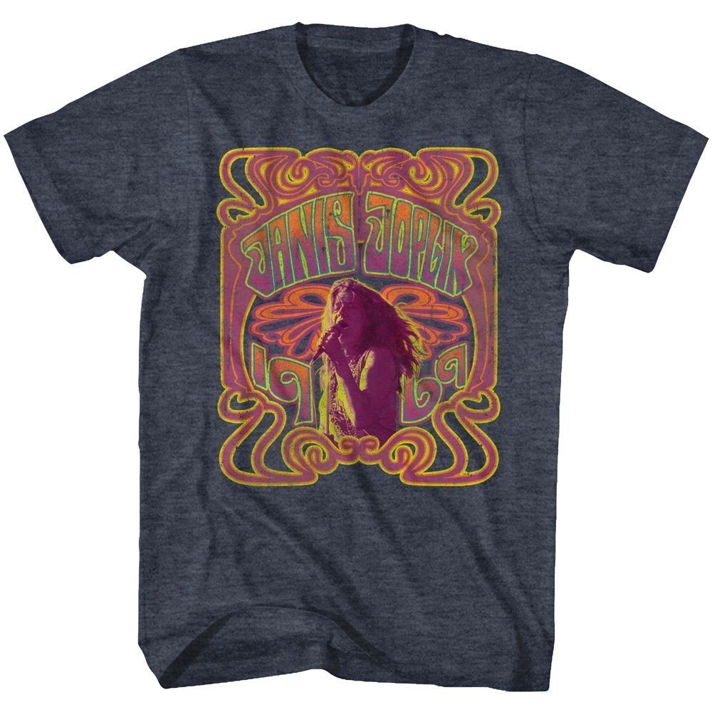 Janis Joplin - Psychedelic - Short Sleeve - Heather - Adult - T-Shirt