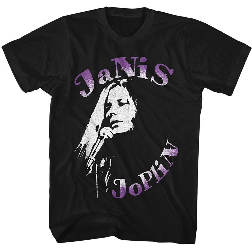 Janis Joplin - Janis On The Mic - Short Sleeve - Adult - T-Shirt