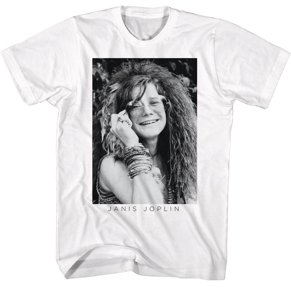 Janis Joplin - Black & White Glasses - Short Sleeve - Adult - T-Shirt