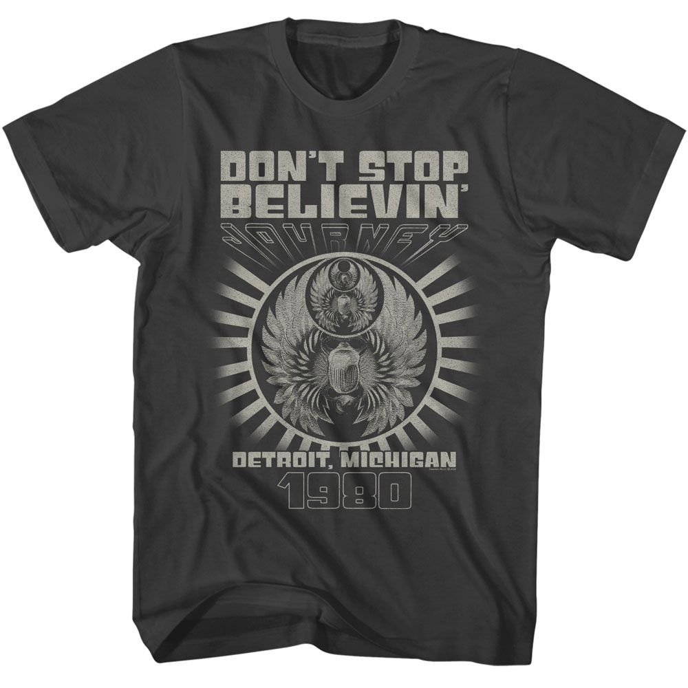 Journey Detroit American Classics Smoke Gray Solid Adult Short Sleeve T-Shirt