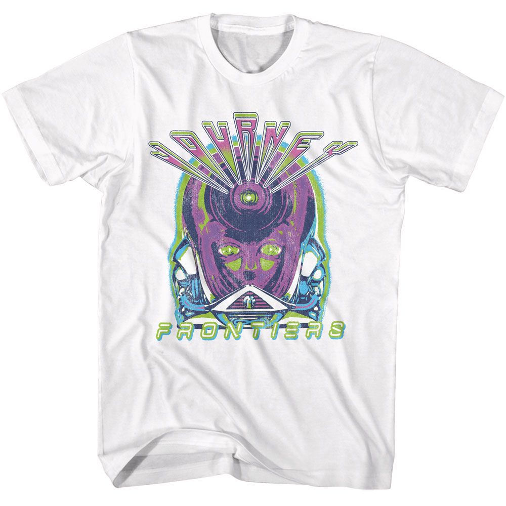 Journey Frontiers Neon American Classics White Solid Adult Short Sleeve T-Shirt