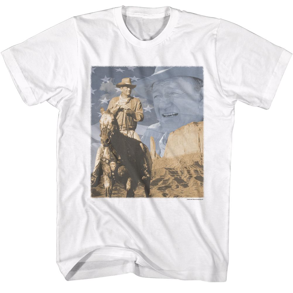 John Wayne - Flag & Horse - Short Sleeve - Adult - T-Shirt