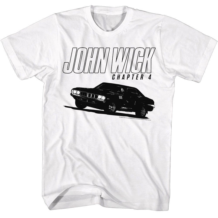 John Wick - Chapter 4 Car - White Front Print Short Sleeve Solid Adult T-Shirt