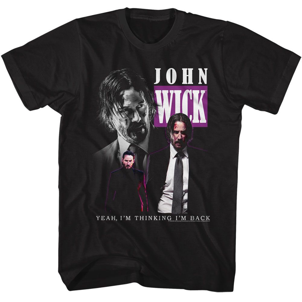 John Wick - Triple Wick - Black Front Print Short Sleeve Solid Adult T-Shirt