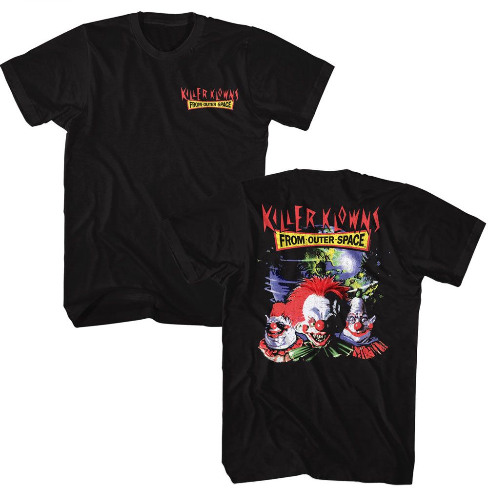 Killer Klowns From Outer Space 2-Sided Black Solid Adult Short Sleeve T-Shirt