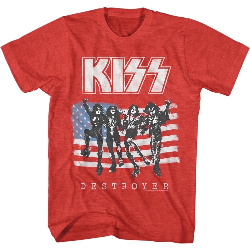 KISS - American Flag Kiss - Short Sleeve - Heather - Adult - T-Shirt