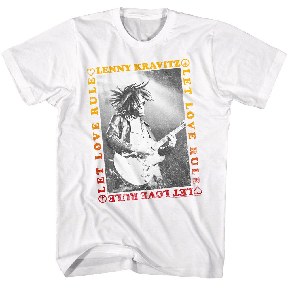 Lenny Kravitz - Let Love Rule Border - White Short Sleeve Adult T-Shirt