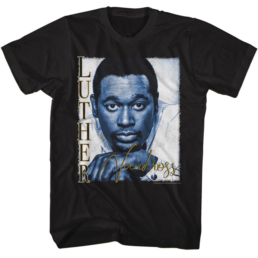 Luther Vandross - Picture - Black Front Print Short Sleeve Solid Adult T-Shirt