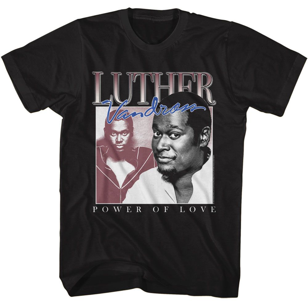 Luther Vandross - Power Of Love - Black Front Print Short Sleeve Adult T-Shirt