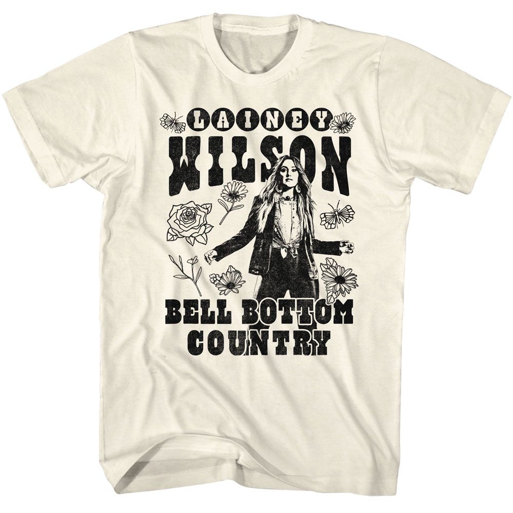 Lainey Wilson - And Floral Bellbottom - Off-White Short Sleeve Adult T-Shirt