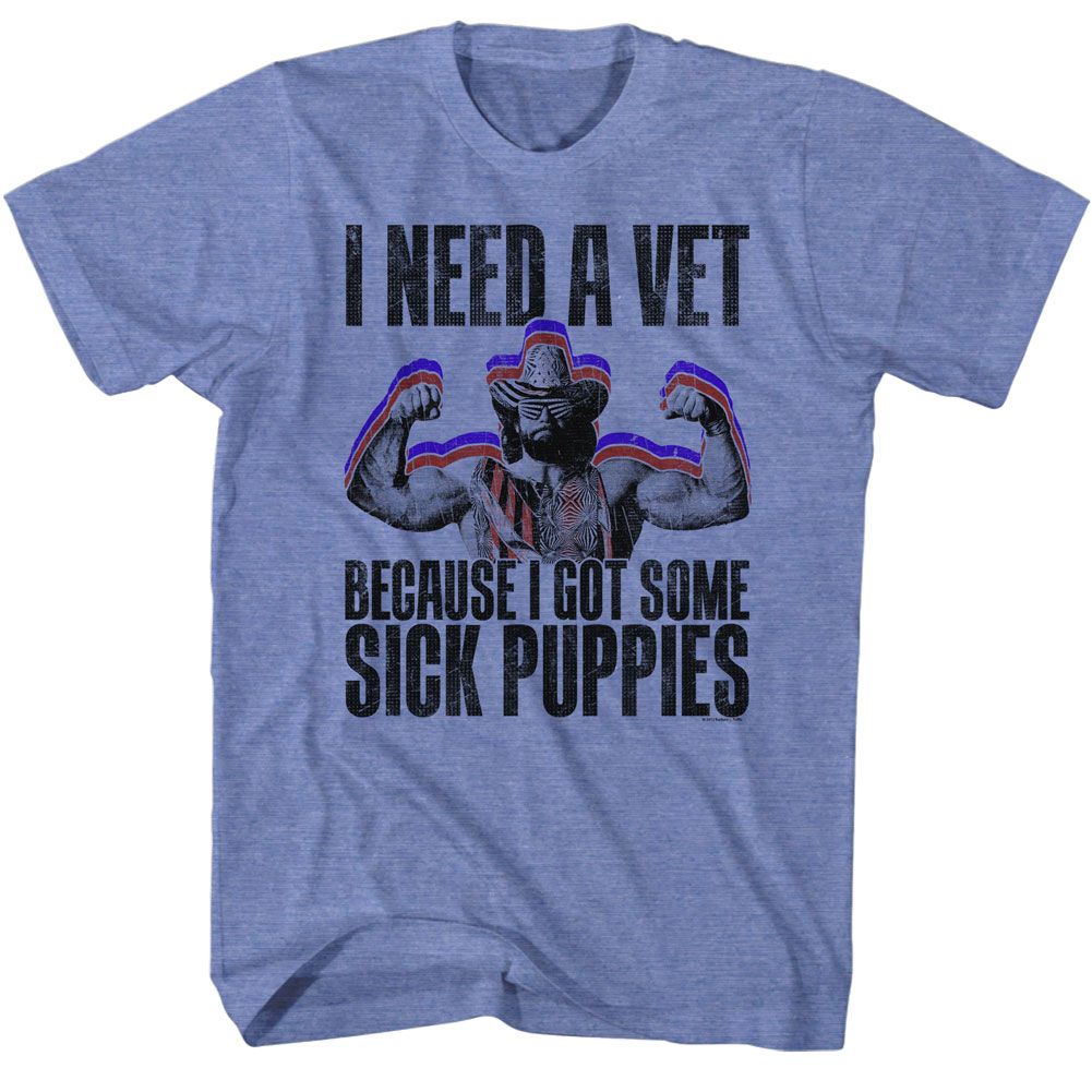 Macho Man - Sick Puppies - Short Sleeve - Heather - Adult - T-Shirt
