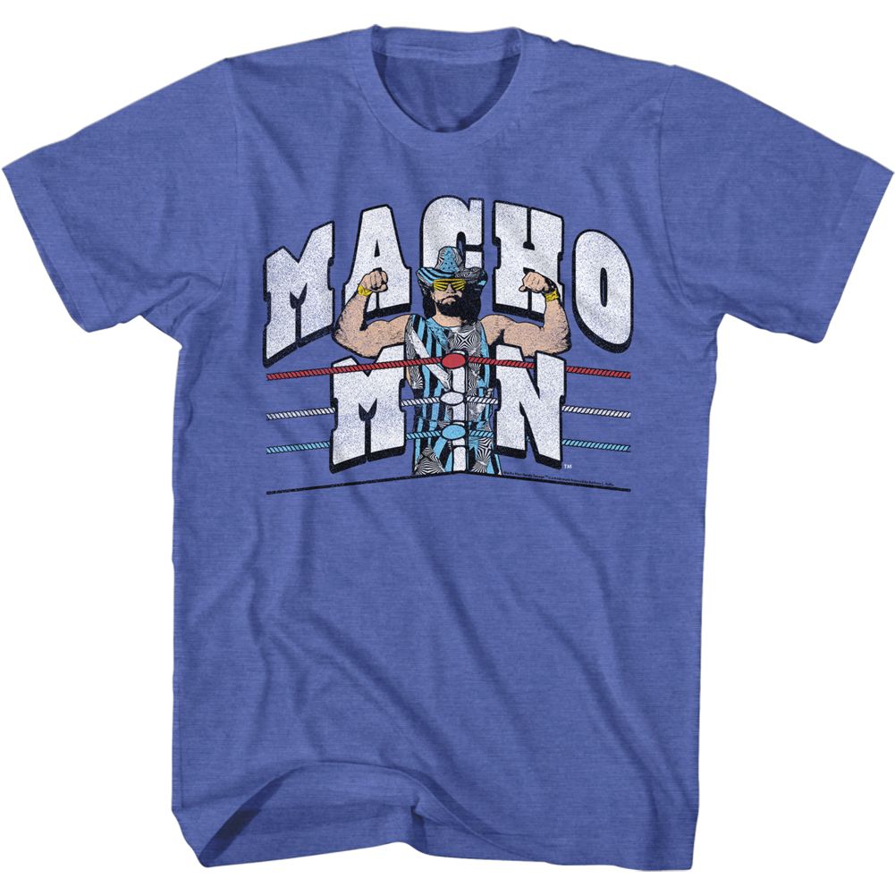 Macho Man - Retro Ring & Ropes - Short Sleeve - Heather - Adult - T-Shirt