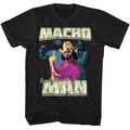 Macho Man - Three Photos Collage - Black Front Print Short Sleeve Adult T-Shirt