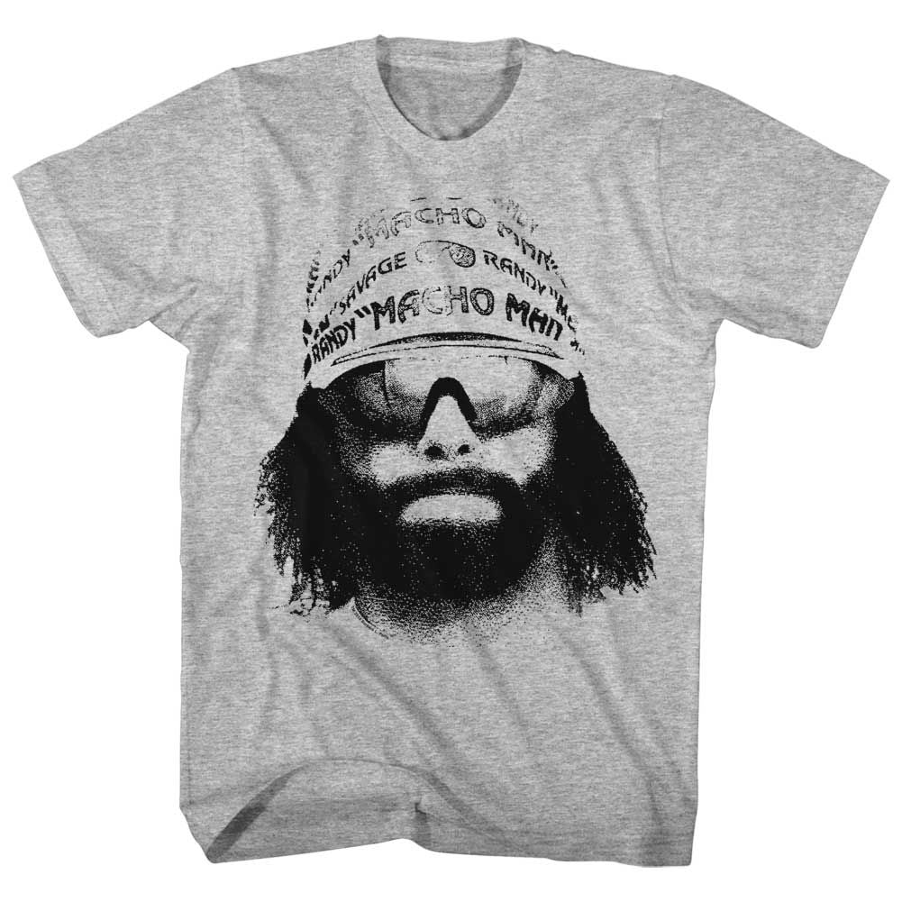 Macho Man - Face - Short Sleeve - Heather - Adult - T-Shirt