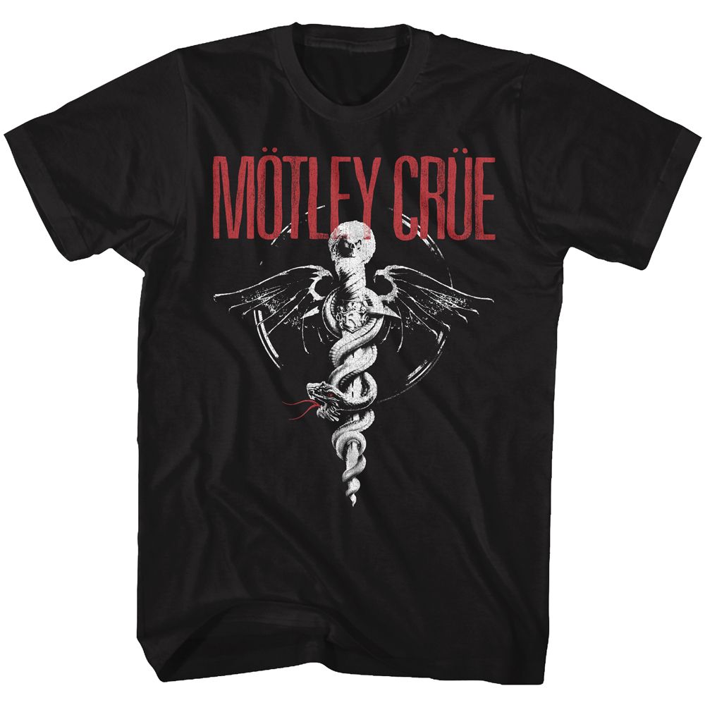 Motley Crue - Red Logo Black & White - Short Sleeve - Adult - T-Shirt