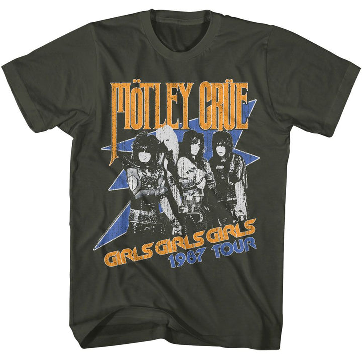 Motley Crue - Girls Girls Girls 1987 Tour - Gray Short Sleeve Adult T-Shirt