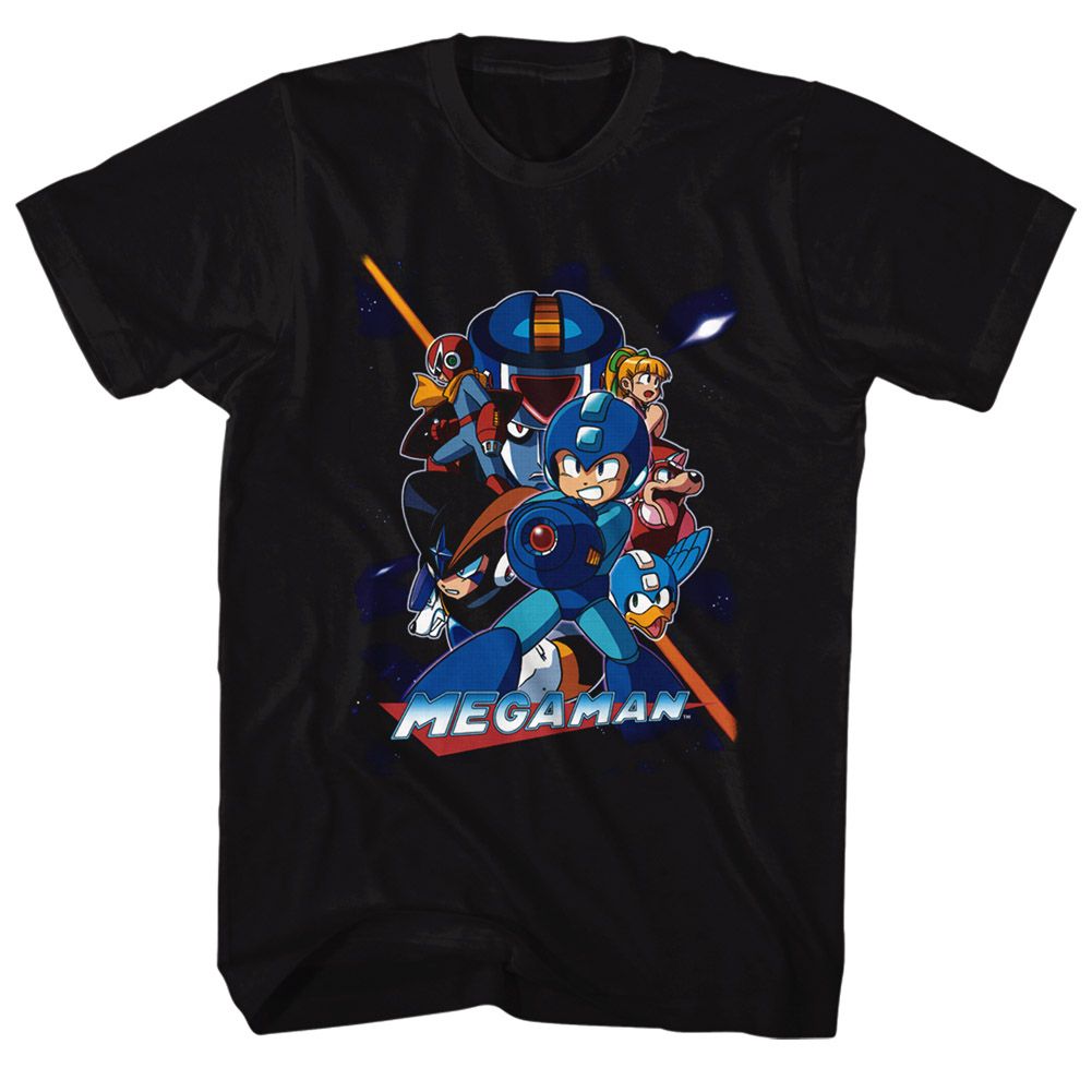 Mega Man - Collage Orange Beam - Short Sleeve - Adult - T-Shirt