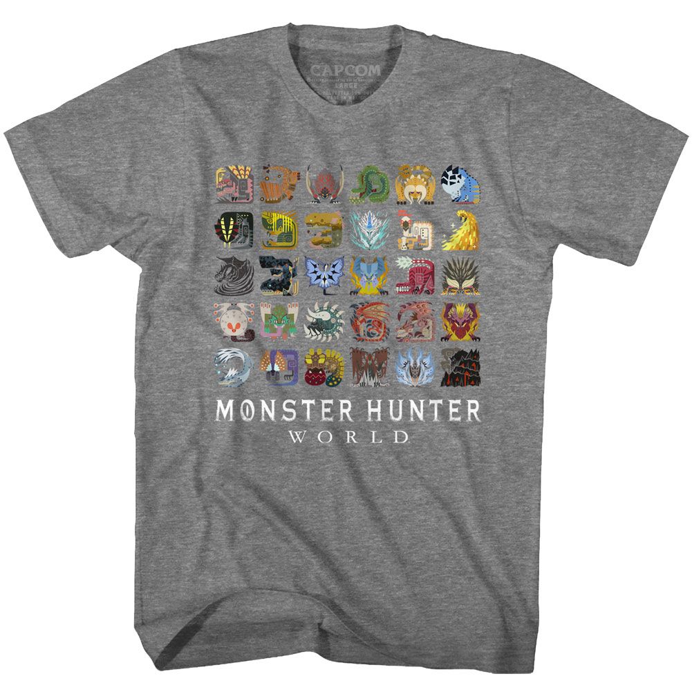Monster Hunter - MHW Icons - Short Sleeve - Heather - Adult - T-Shirt