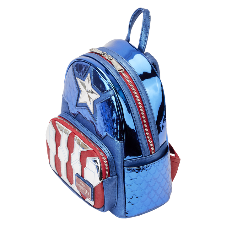 Loungefly Marvel Metallic Captain America Cosplay Mini Backpack