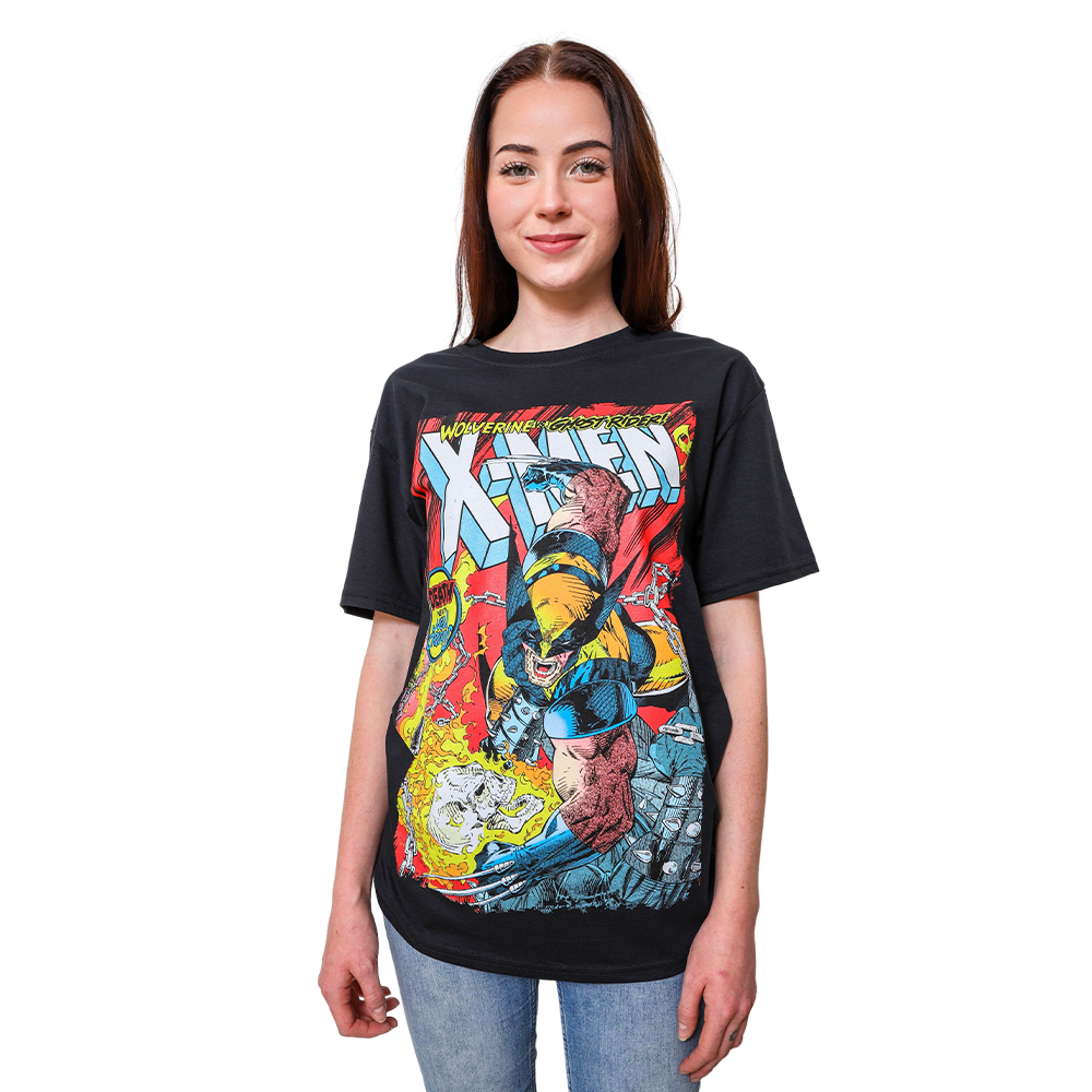Marvel Comics X-Men Battle Royale: Wolverine vs Ghost Rider Adult T-Shirt