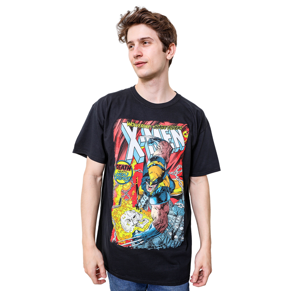 Marvel Comics X-Men Battle Royale: Wolverine vs Ghost Rider Adult T-Shirt