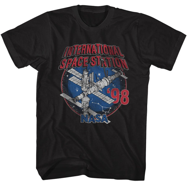 NASA - ISS 98 - Black Front Print Short Sleeve Solid Adult T-Shirt
