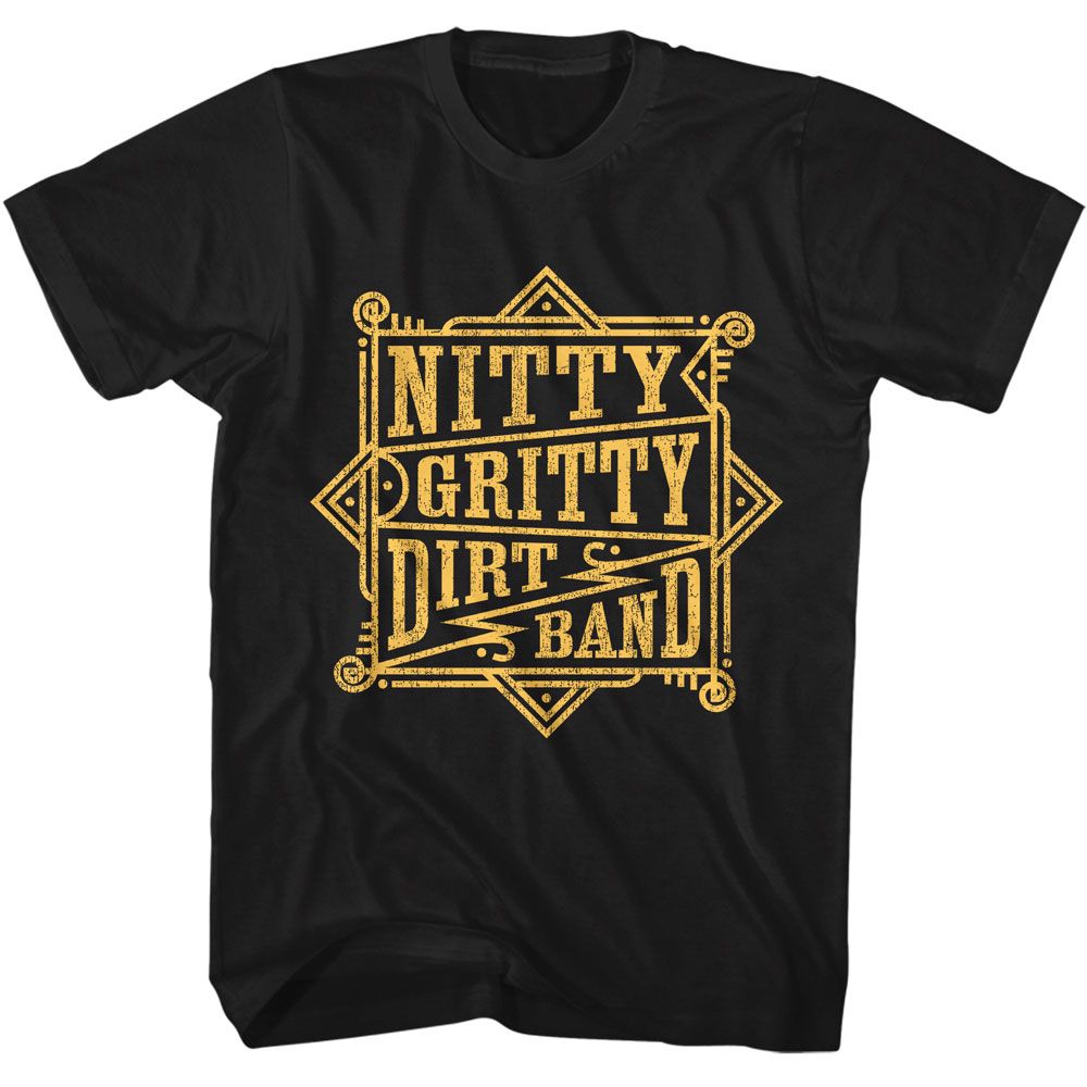 Nitty Gritty Dirt Band Borders Black Solid Adult Short Sleeve T-Shirt