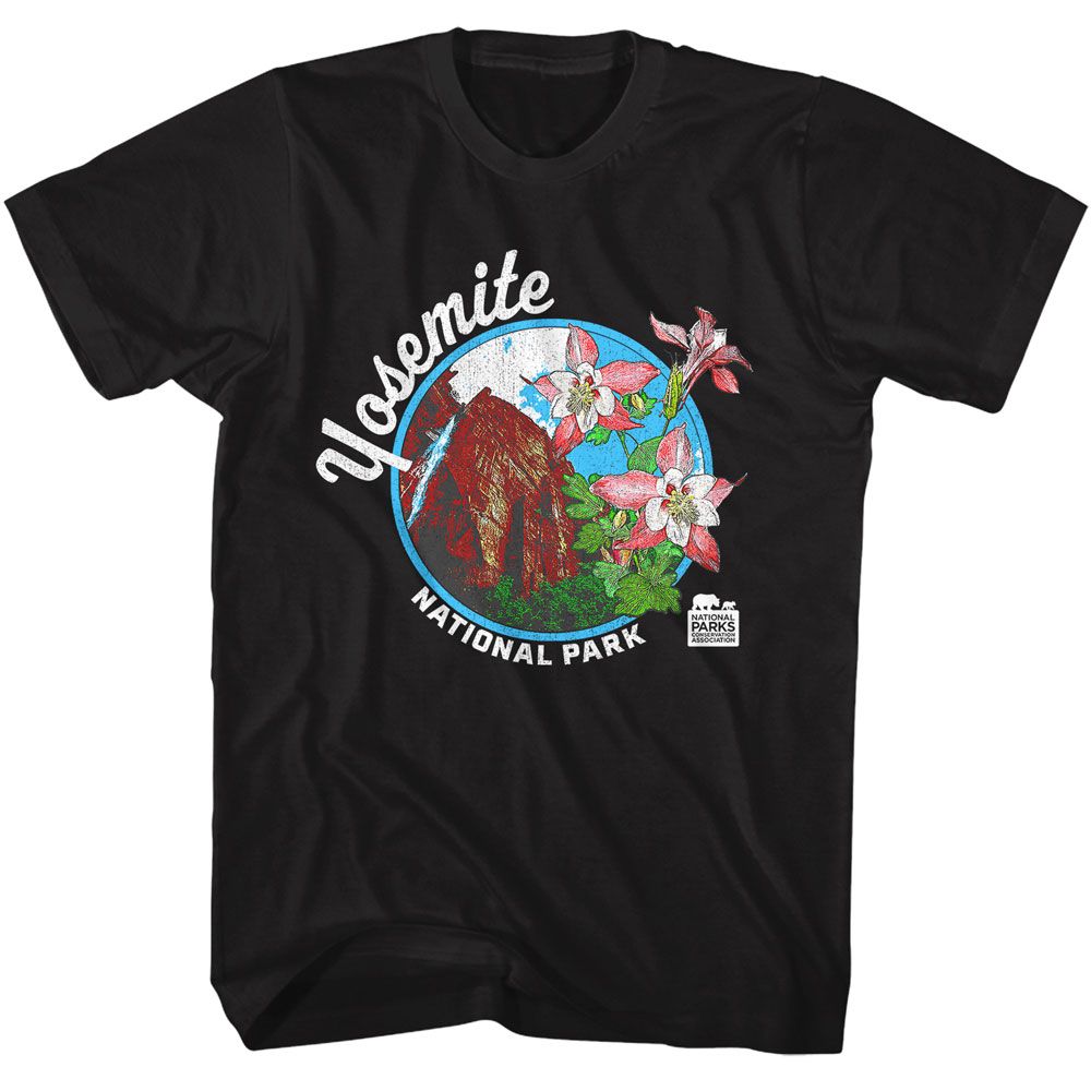 National Parks - Yosemite Columbine - Black Short Sleeve Adult T-Shirt