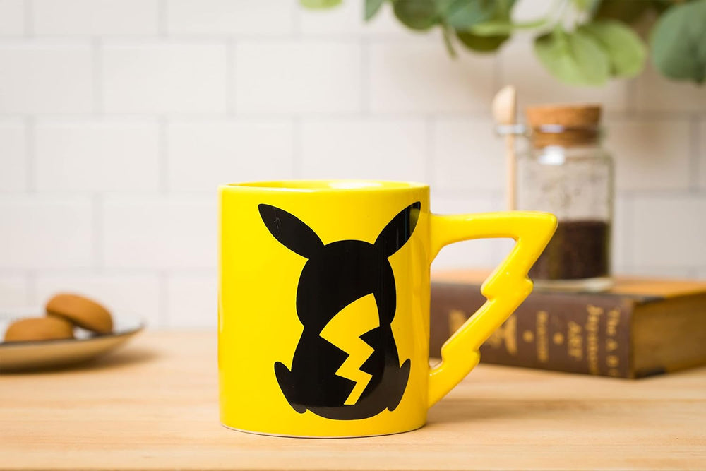 Pokemon Pikachu with Lightening Bolt Sculpted Handle Ceramic Mug Microwave Safe 20-Ounces