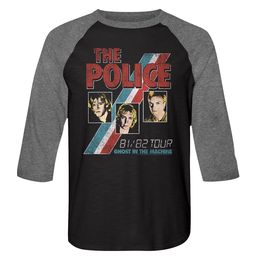 The Police - Ghost In The Machine - 3/4 Sleeve - Heather - Adult - Raglan Shirt