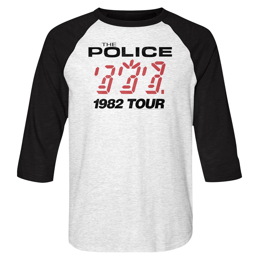 The Police - 1982 Tour - 3/4 Sleeve - Heather - Adult - Raglan Shirt