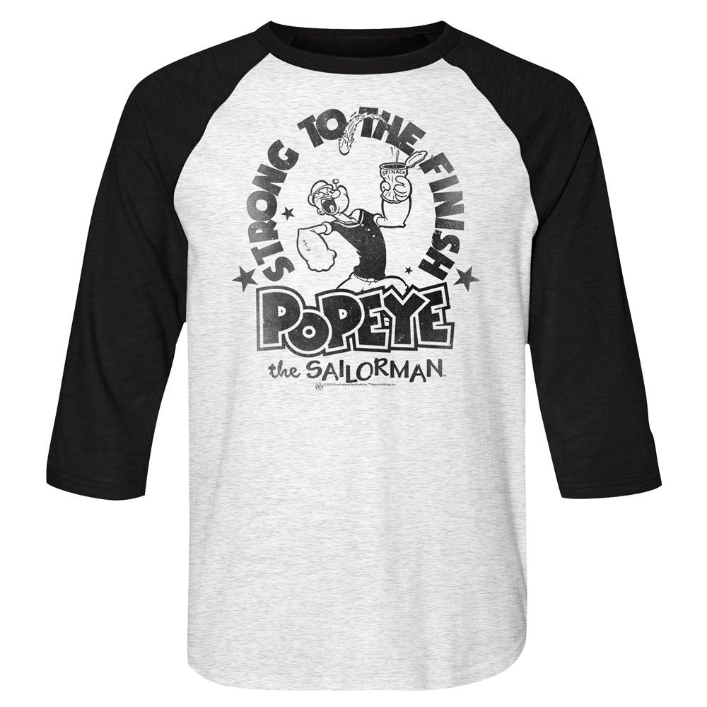 Popeye - Strong Finish - 3/4 Sleeve - Heather - Adult - Raglan Shirt
