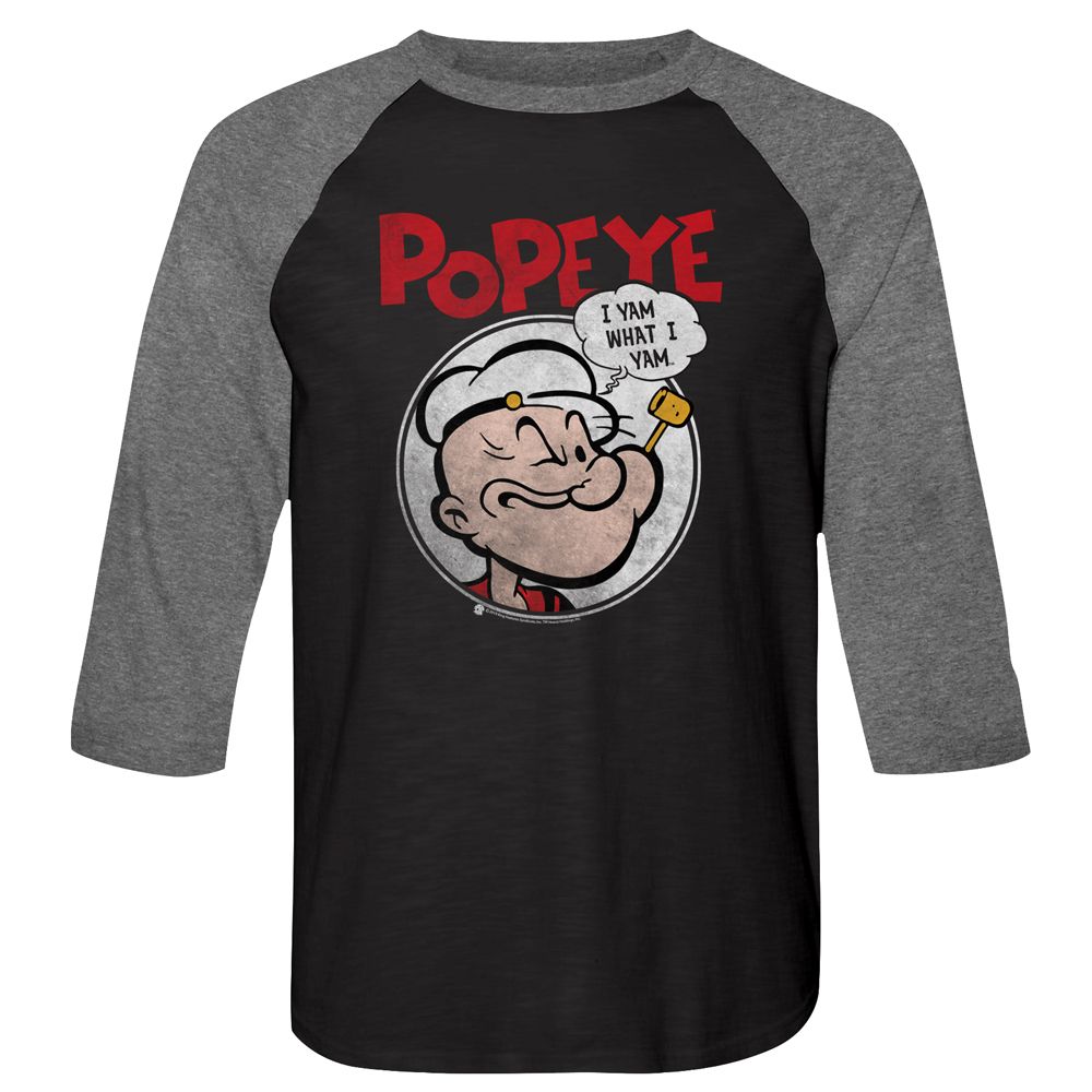 Popeye - Yam - 3/4 Sleeve - Heather - Adult - Raglan Shirt