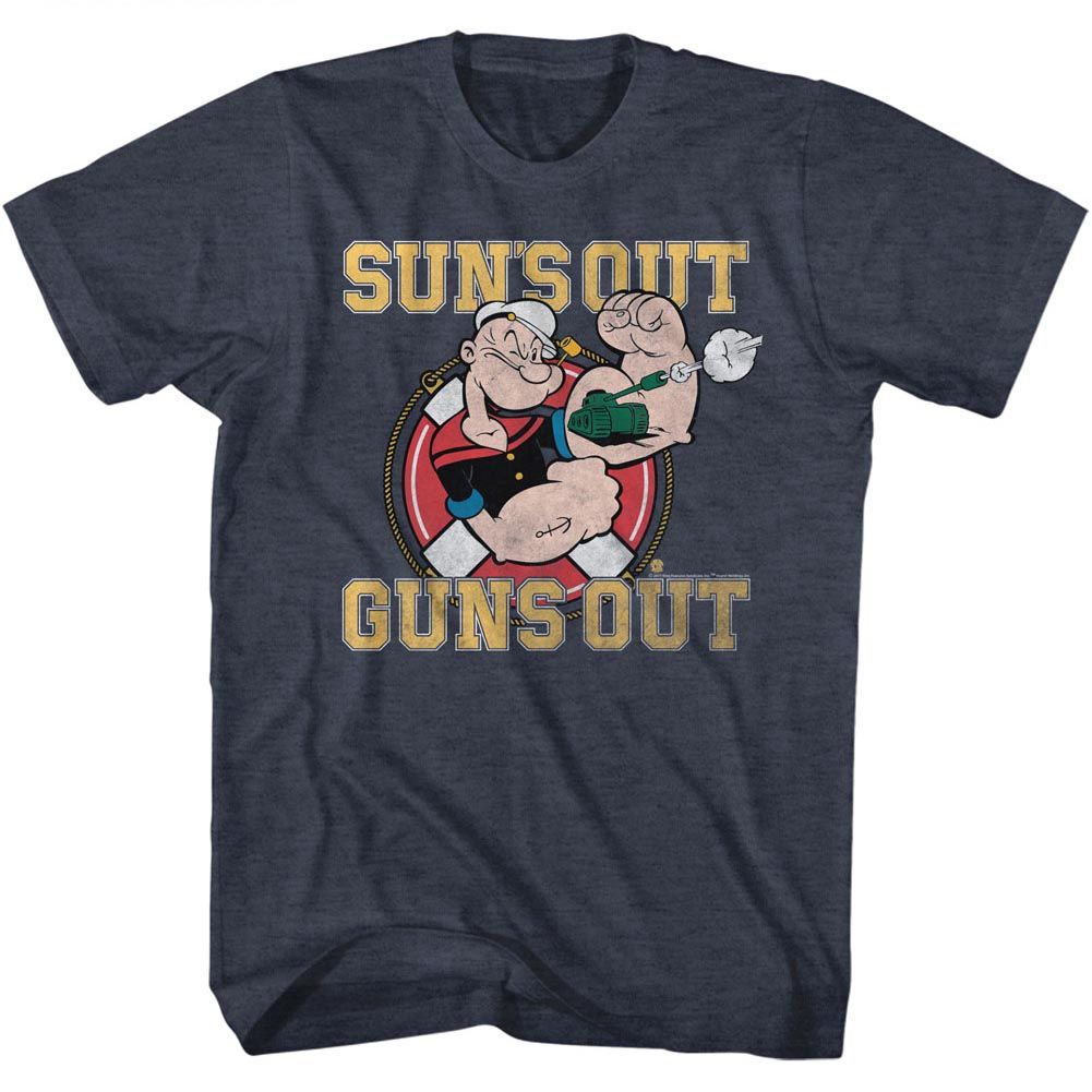 Popeye - Suns Out Guns Out - Short Sleeve - Heather - Adult - T-Shirt