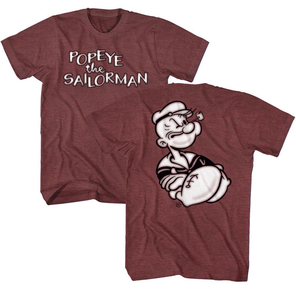 Popeye - Two Sided Arms Crossed - Short Sleeve - Heather - Adult - T-Shirt