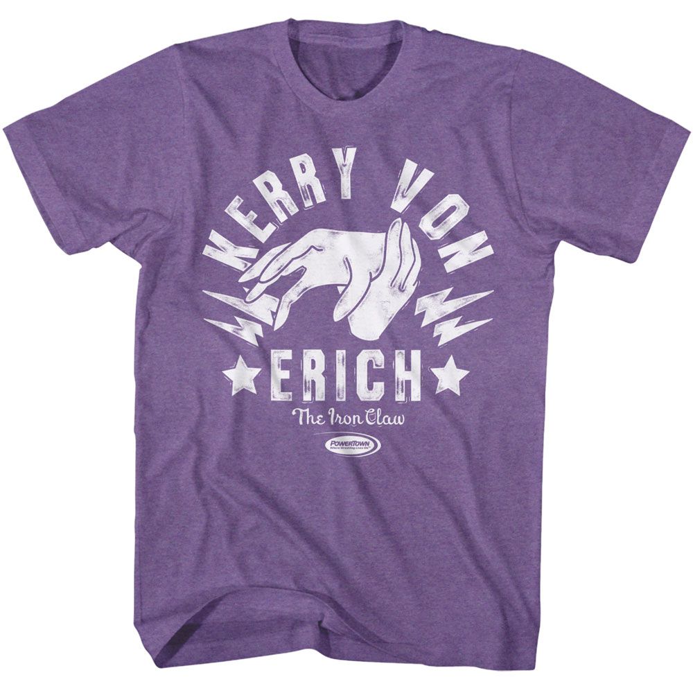 Powertown Von Erich Iron Claw Purple Heather Adult Short Sleeve T-Shirt
