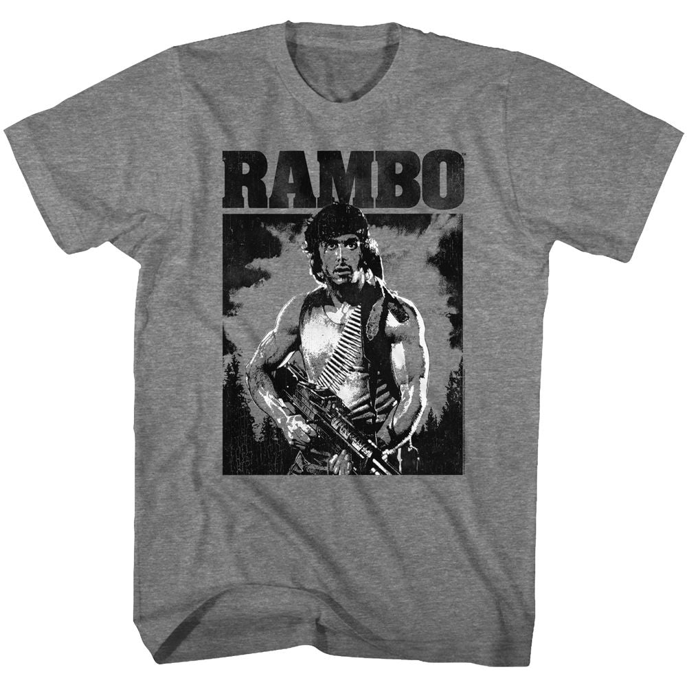 Rambo - Black & White - Short Sleeve - Heather - Adult - T-Shirt