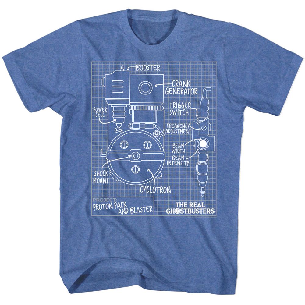 The Real Ghostbusters - Blueprints - Short Sleeve - Heather - Adult - T-Shirt