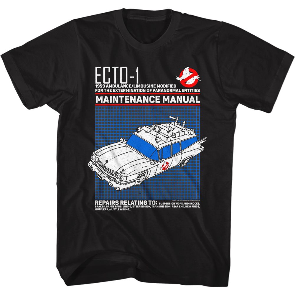 The Real Ghostbusters - Ecto1 Manual - Short Sleeve - Adult - T-Shirt