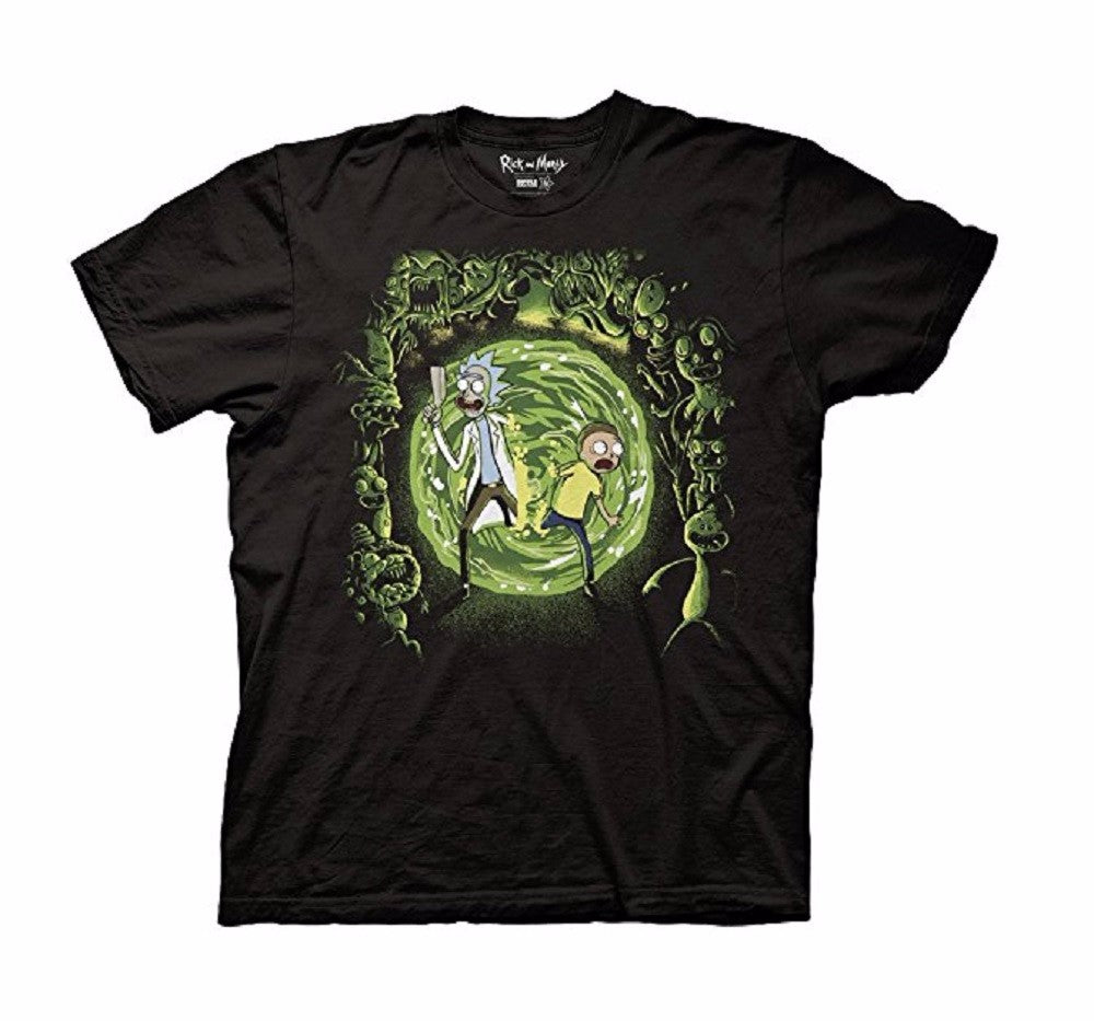 Rick And Morty Portal And The Monsters Adult T-Shirt